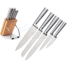 Ensembles de couteaux de cuisine professionnel 5 PCS en support en bois (A14)